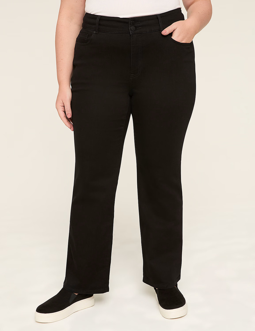 NWT Lane Bryant Tighter Tummy High-Rise Bootcut Jeans Plus Size 22 Black Stretch